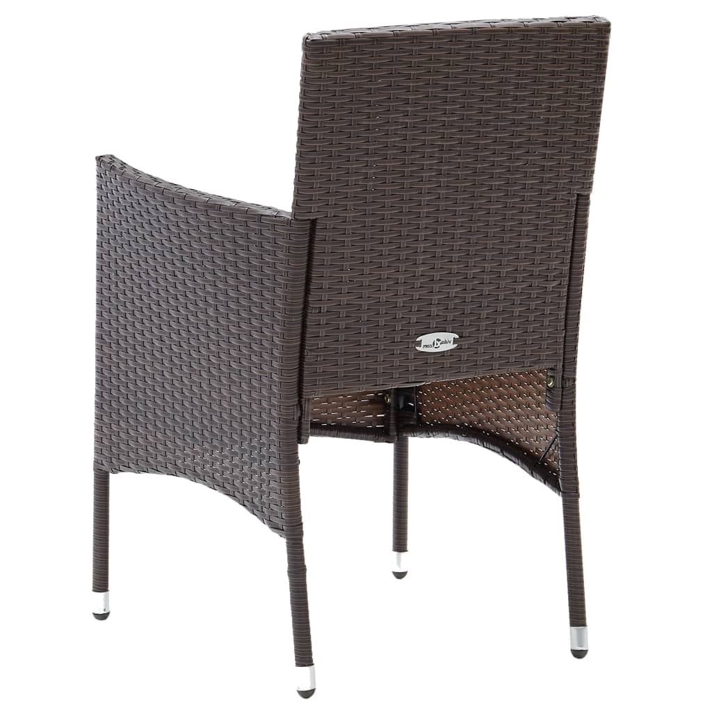 5 Piece Garden Dining Set Poly Rattan and Tempered Glass Brown