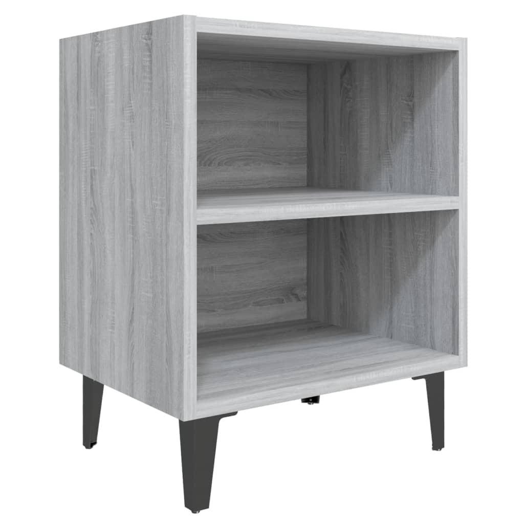 Bed Cabinet with Metal Legs Grey Sonoma 40x30x50 cm