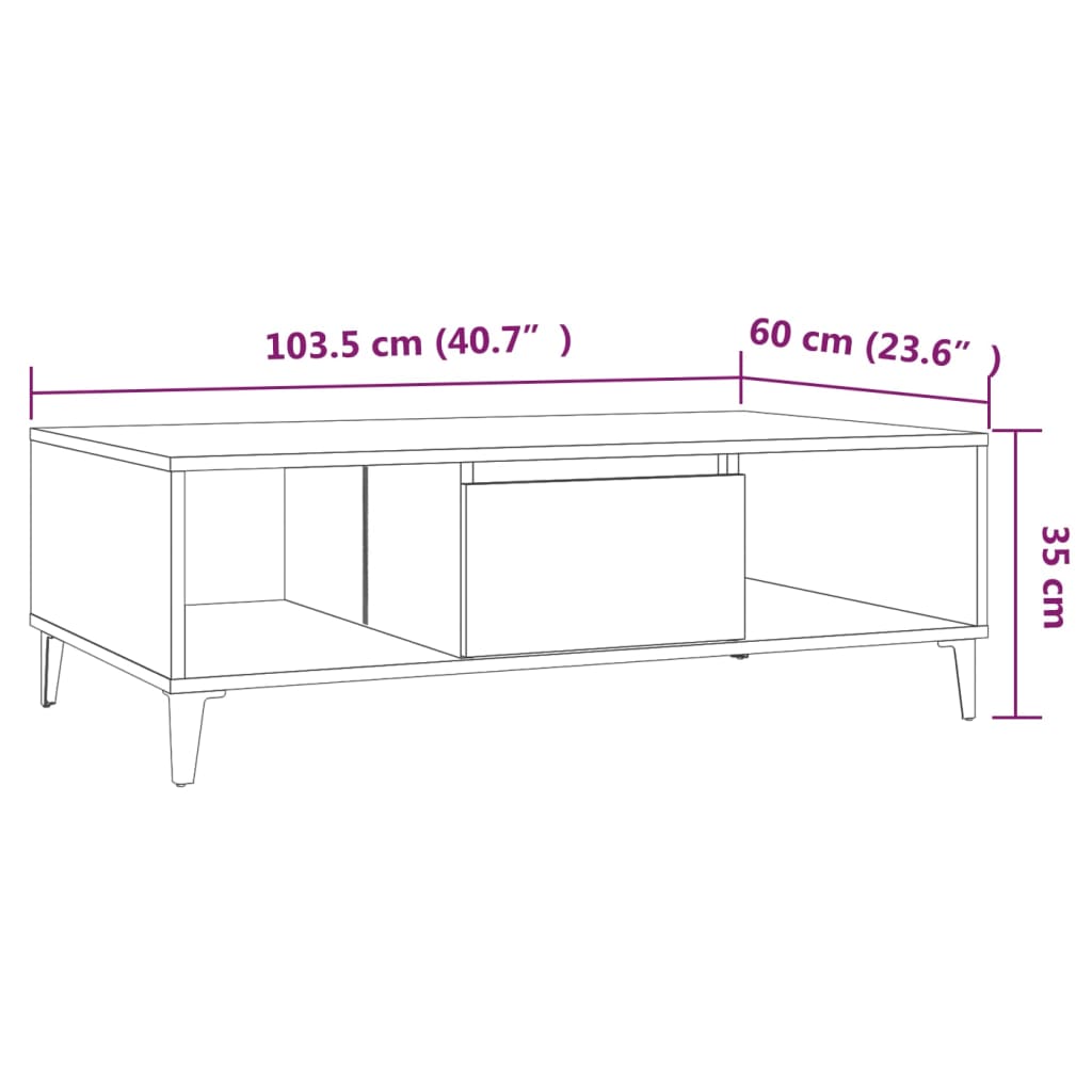 Coffee Table Smoked Oak 103.5x60x35 cm Engineered Wood