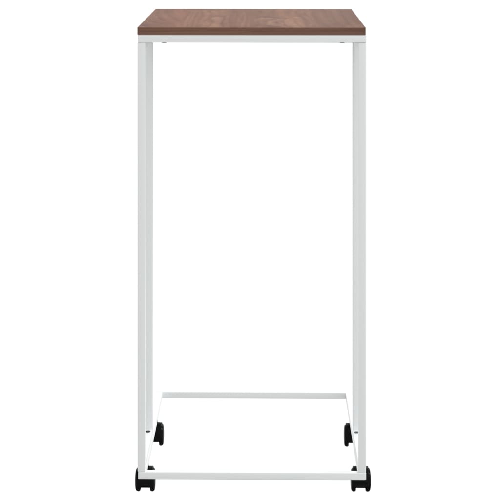 Side Table with Wheels White 40x30x63.5 cm Engineered Wood