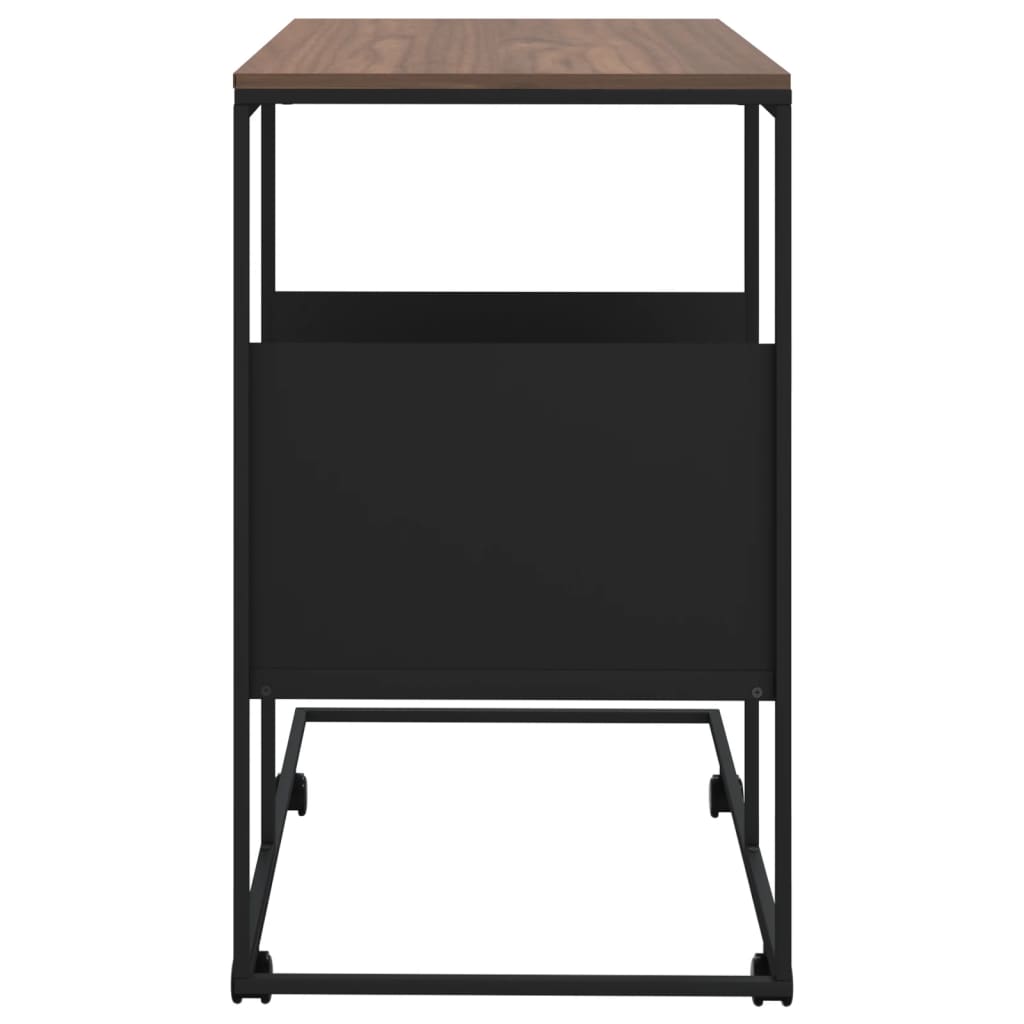 Side Table with Wheels Black 55x36x63.5 cm Engineered Wood