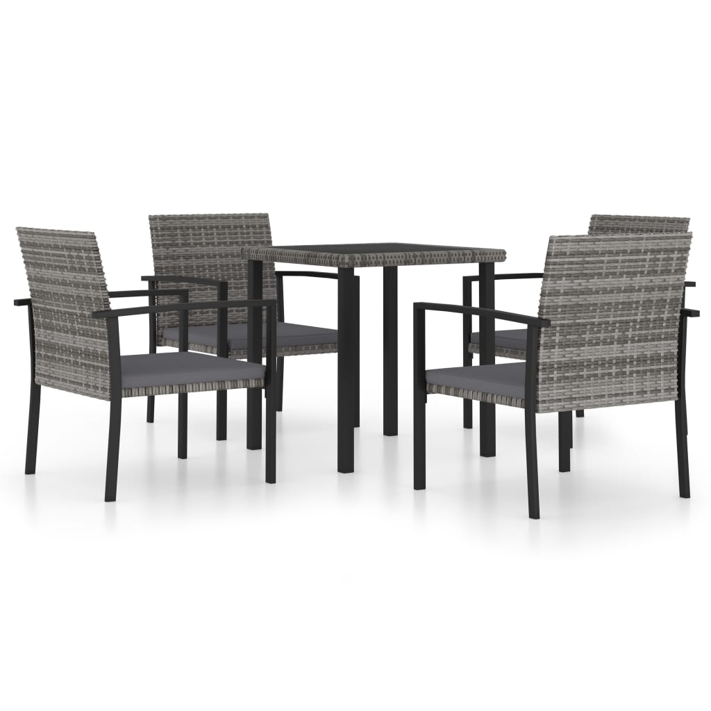 5 Piece Outdoor Dining Set Poly Rattan Grey