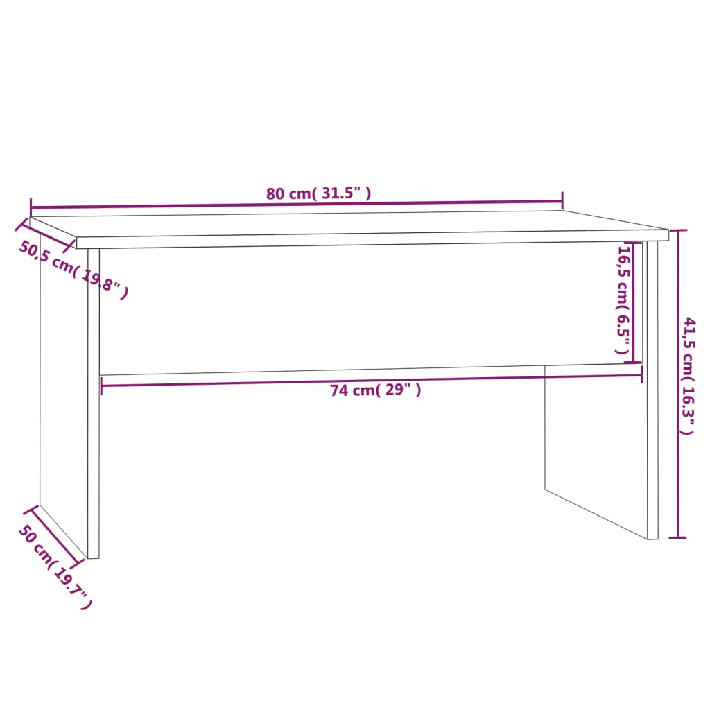 Coffee Table Sonoma Oak 80x50.5x41.5 cm Engineered Wood