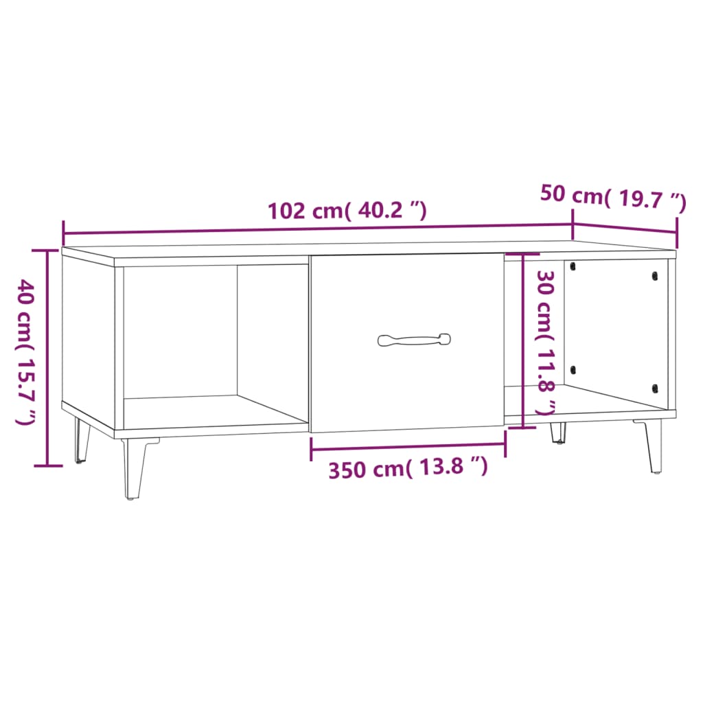 Coffee Table Sonoma Oak 102x50x40 cm Engineered Wood