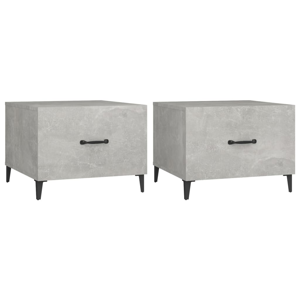 Coffee Table with Metal Legs 2 pcs Concrete Grey 50x50x40 cm