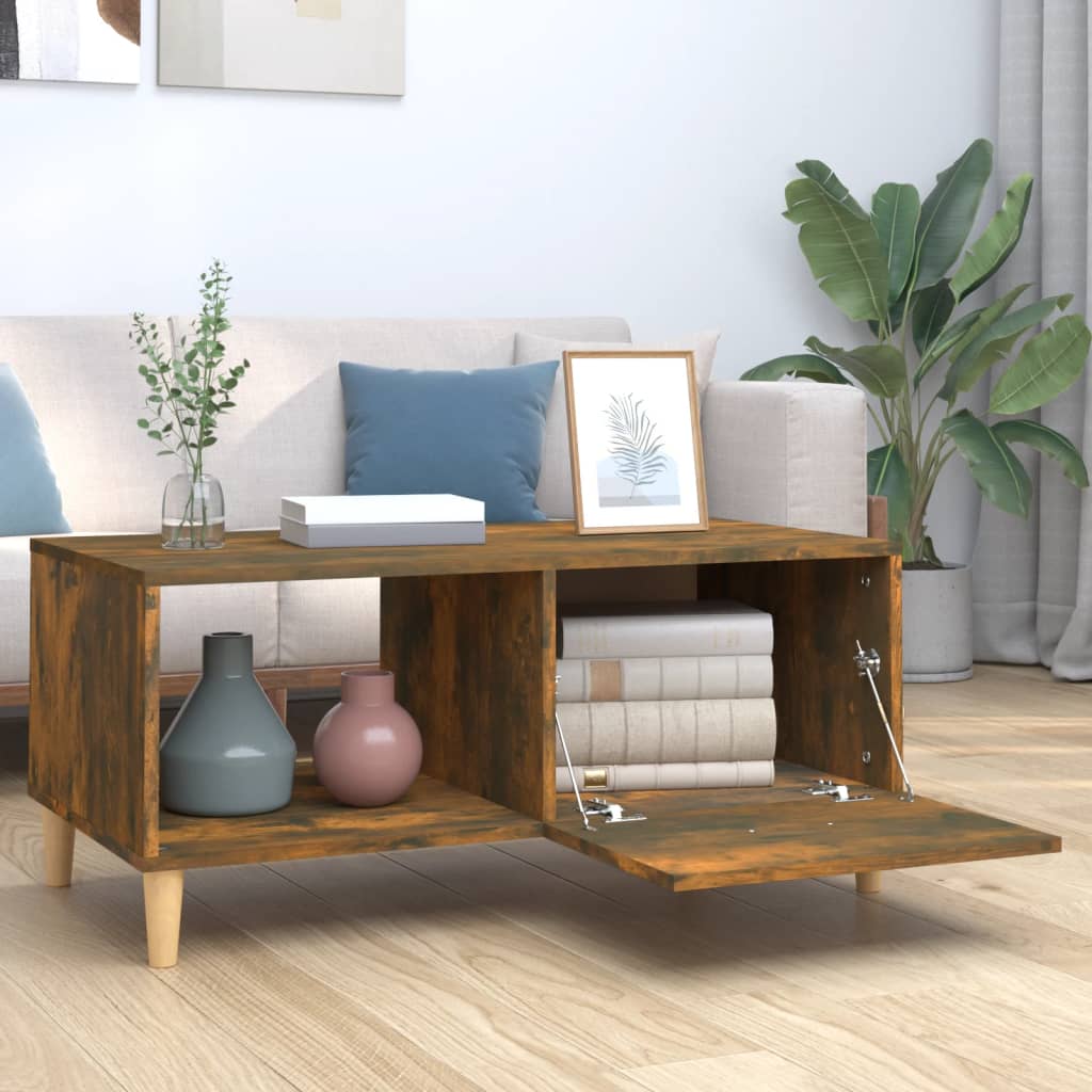 Coffee Table Smoked Oak 89,5x50x40 cm Engineered Wood