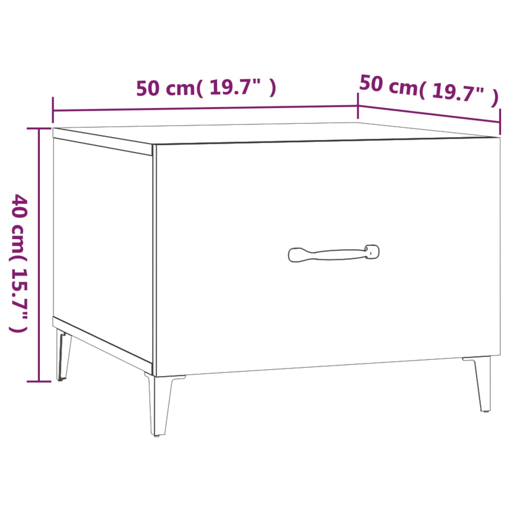 Coffee Tables with Metal Legs 2 pcs Brown Oak 50x50x40 cm