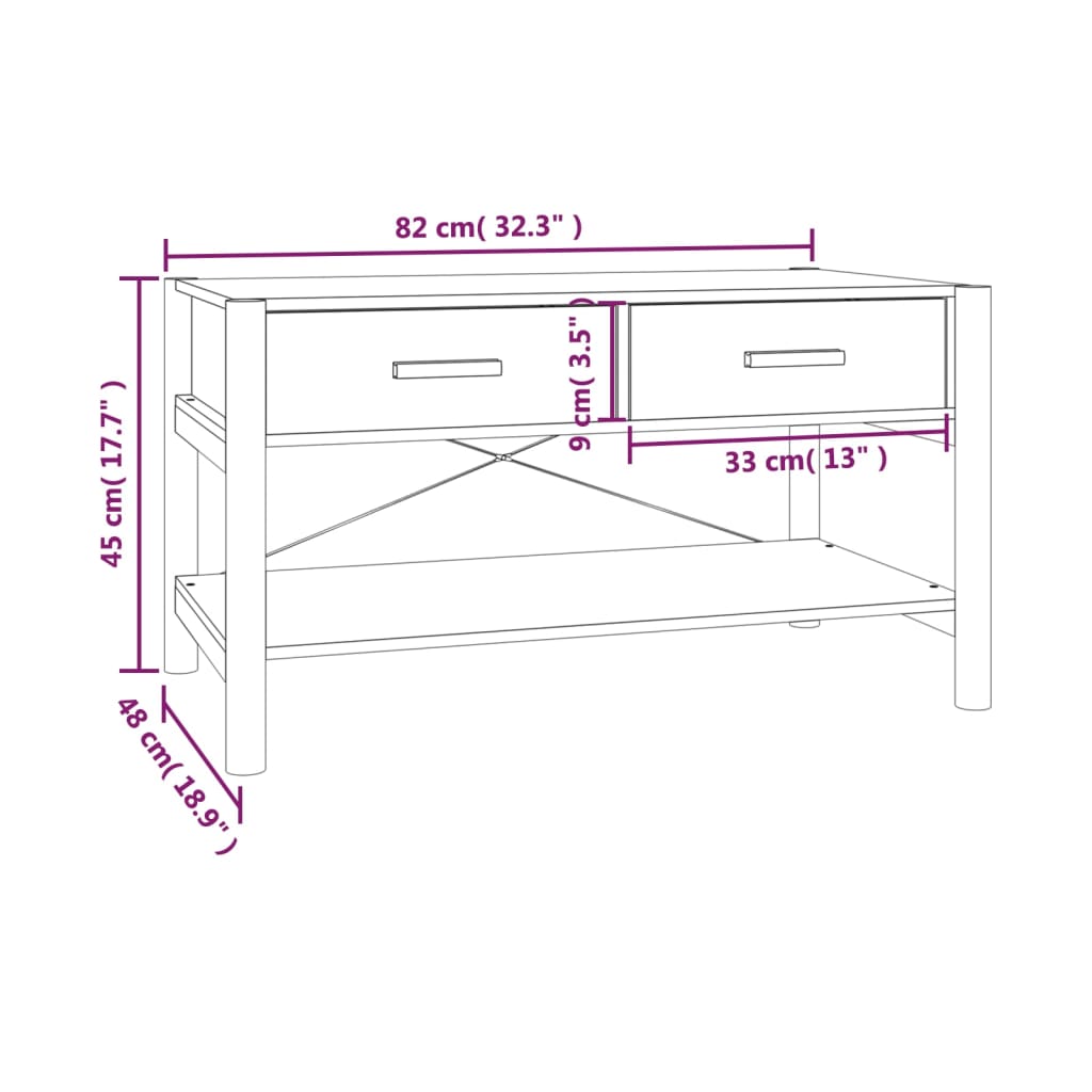 Coffee Table White 82x48x45 cm Engineered Wood