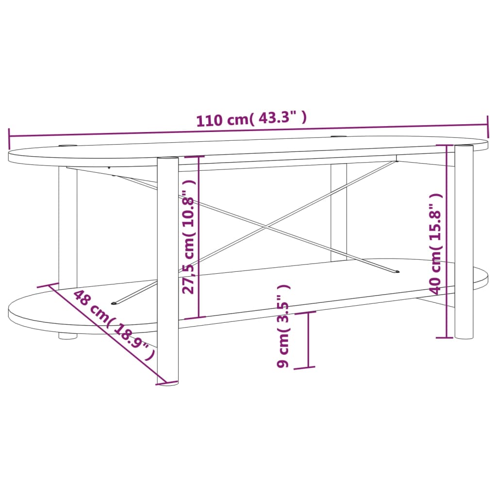 Coffee Table White 110x48x40 cm Engineered Wood