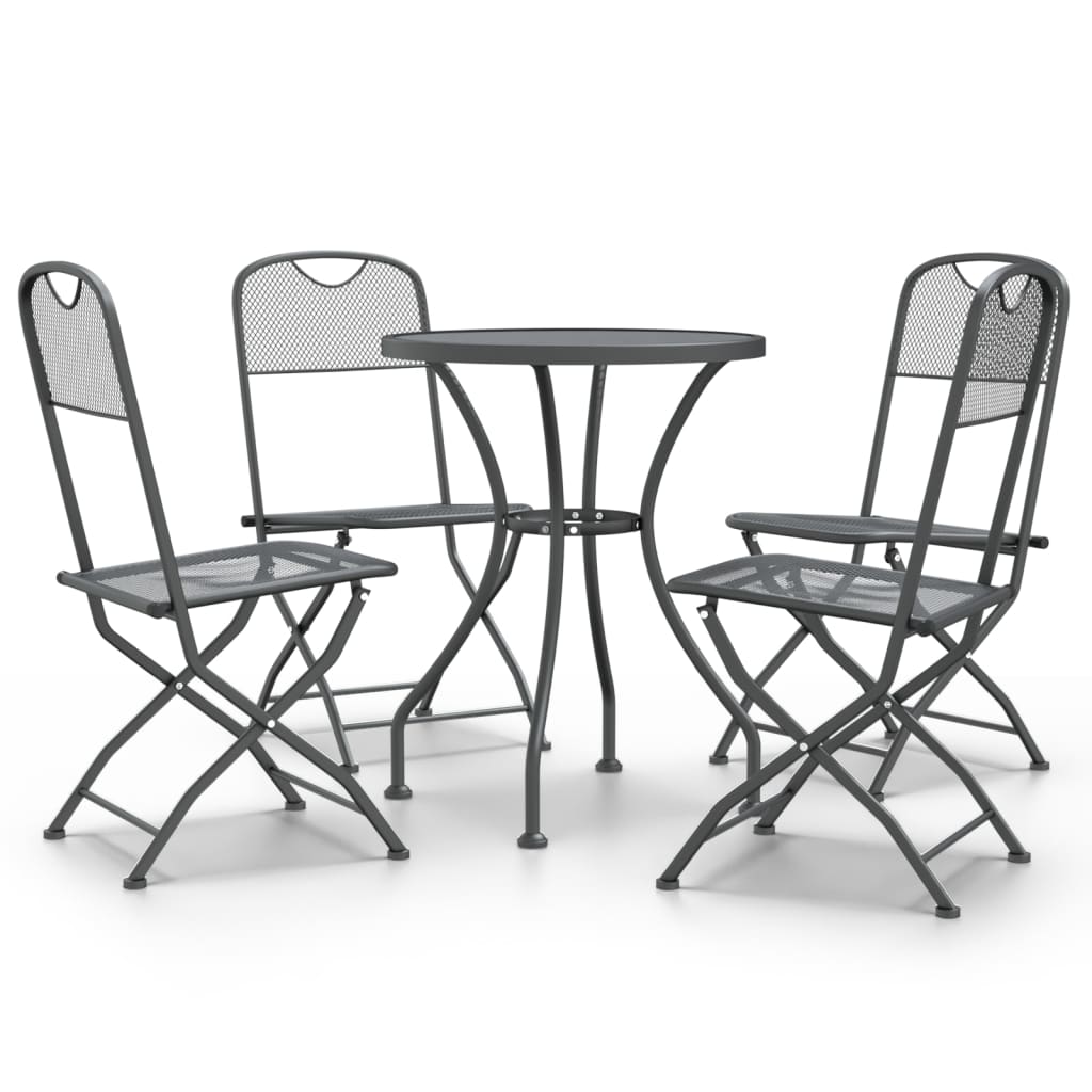 5 Piece Garden Dining Set Expanded Metal Mesh Anthracite