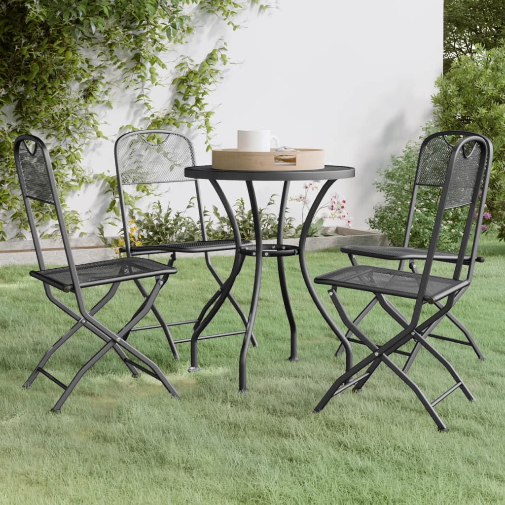 5 Piece Garden Dining Set Expanded Metal Mesh Anthracite