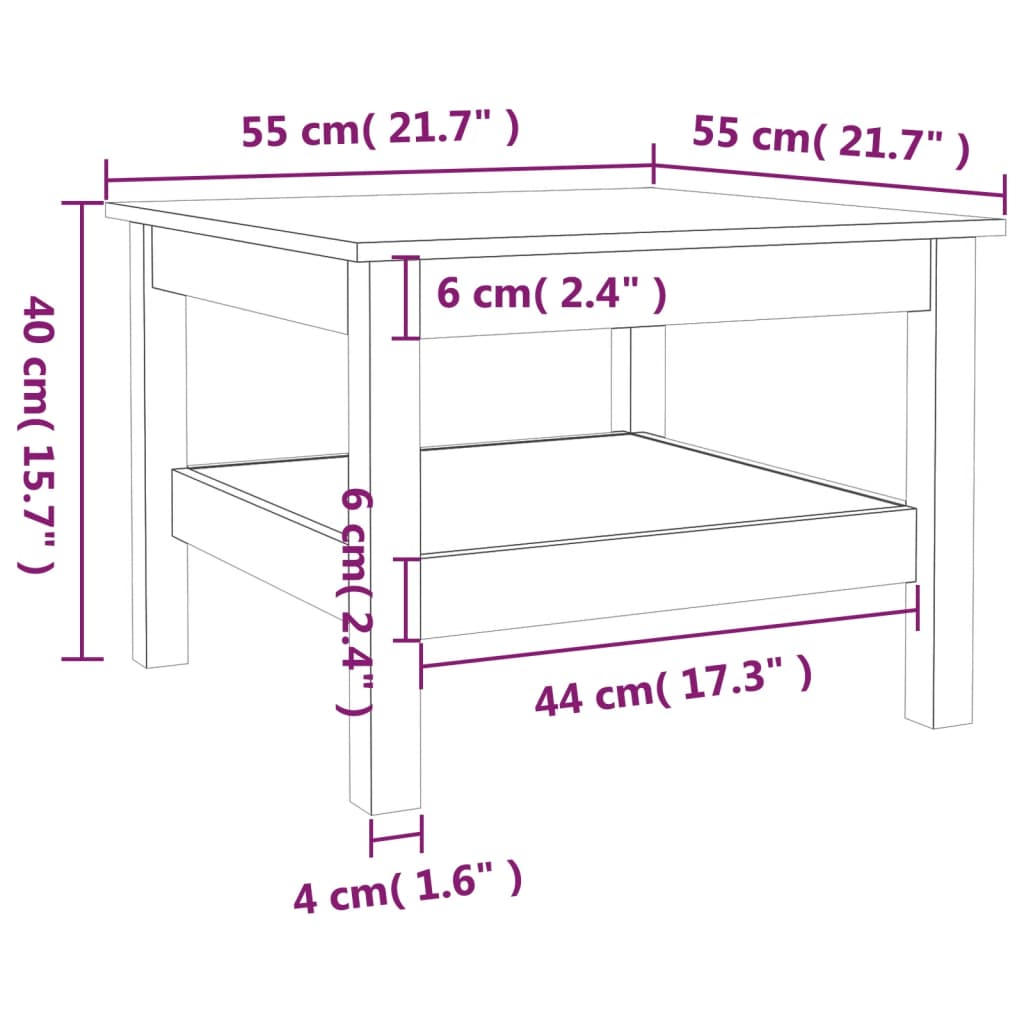 Coffee Table Honey Brown 55x55x40 cm Solid Wood Pine