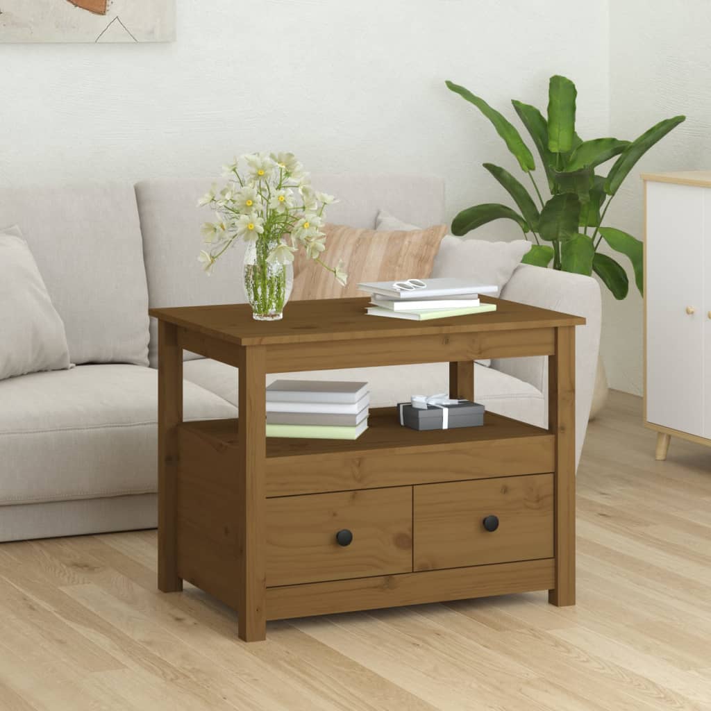 Coffee Table Honey Brown 71x49x55 cm Solid Wood Pine