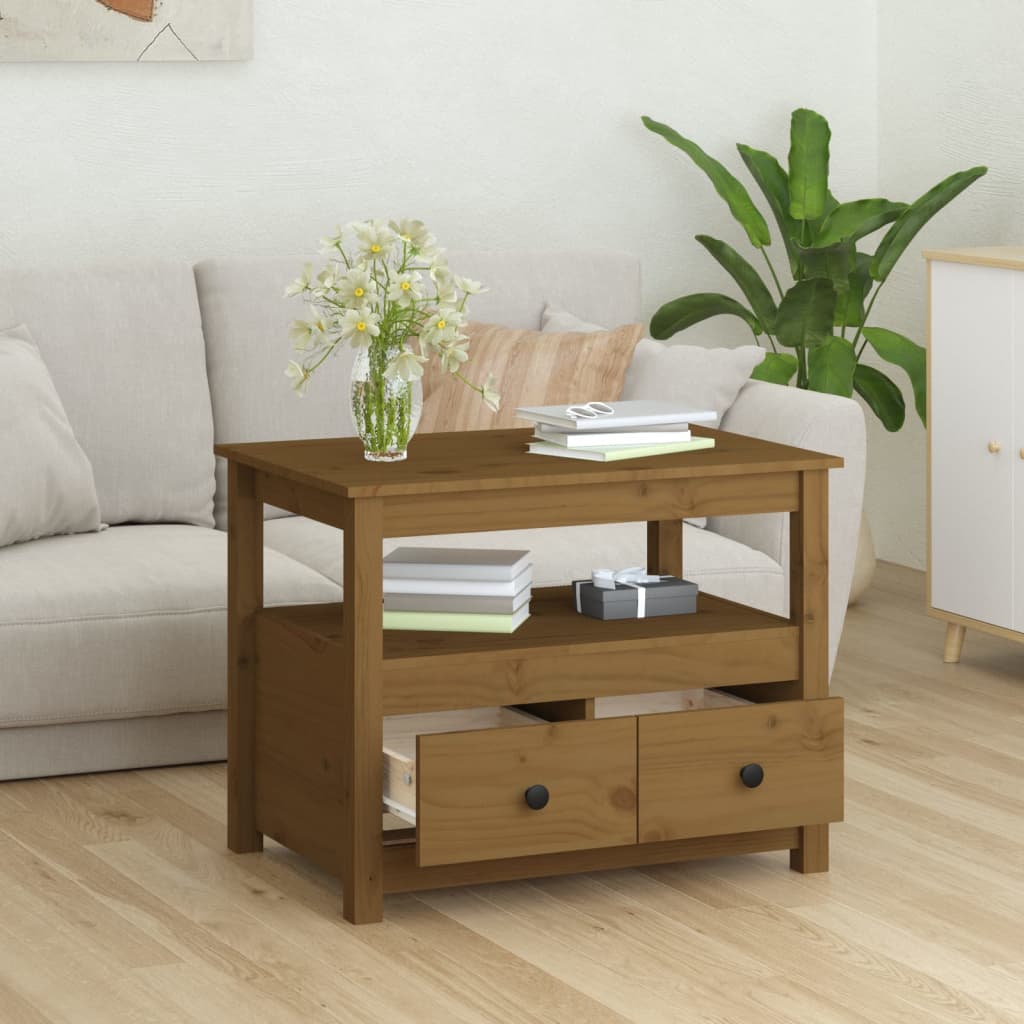 Coffee Table Honey Brown 71x49x55 cm Solid Wood Pine