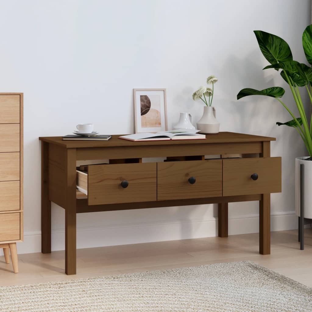 Coffee Table Honey Brown 102x49x55 cm Solid Wood Pine