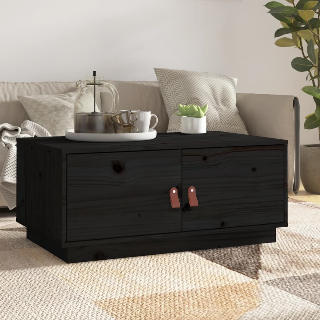 Coffee Table Black 80x50x35 cm Solid Wood Pine