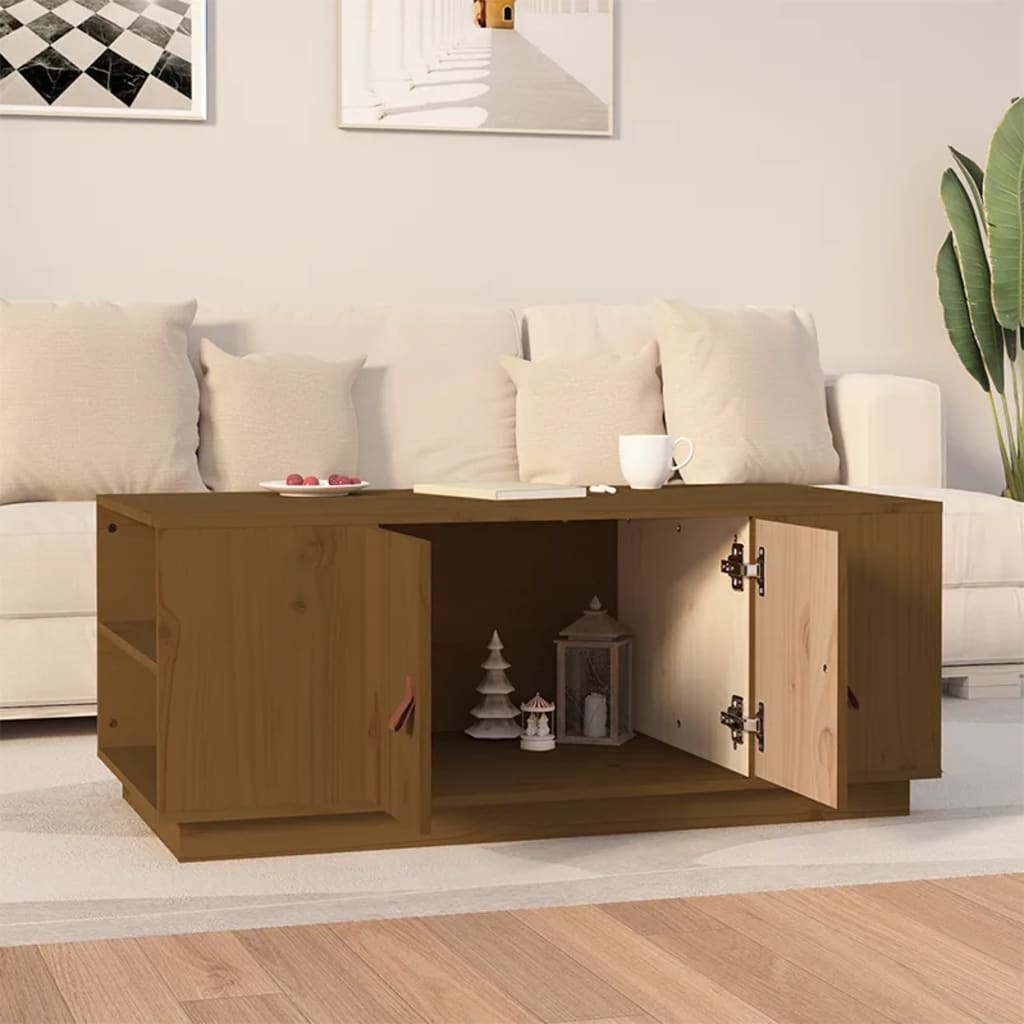 Coffee Table Honey Brown 100x50x41 cm Solid Wood Pine