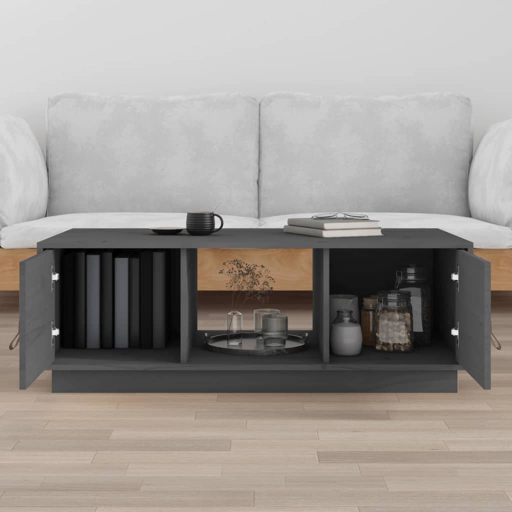 Coffee Table Grey 100x50x35 cm Solid Wood Pine