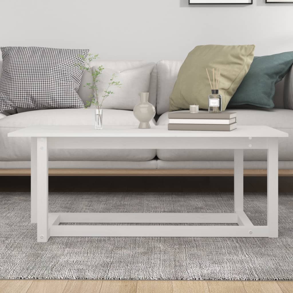 Coffee Table White 110x55x45 cm Solid Wood Pine