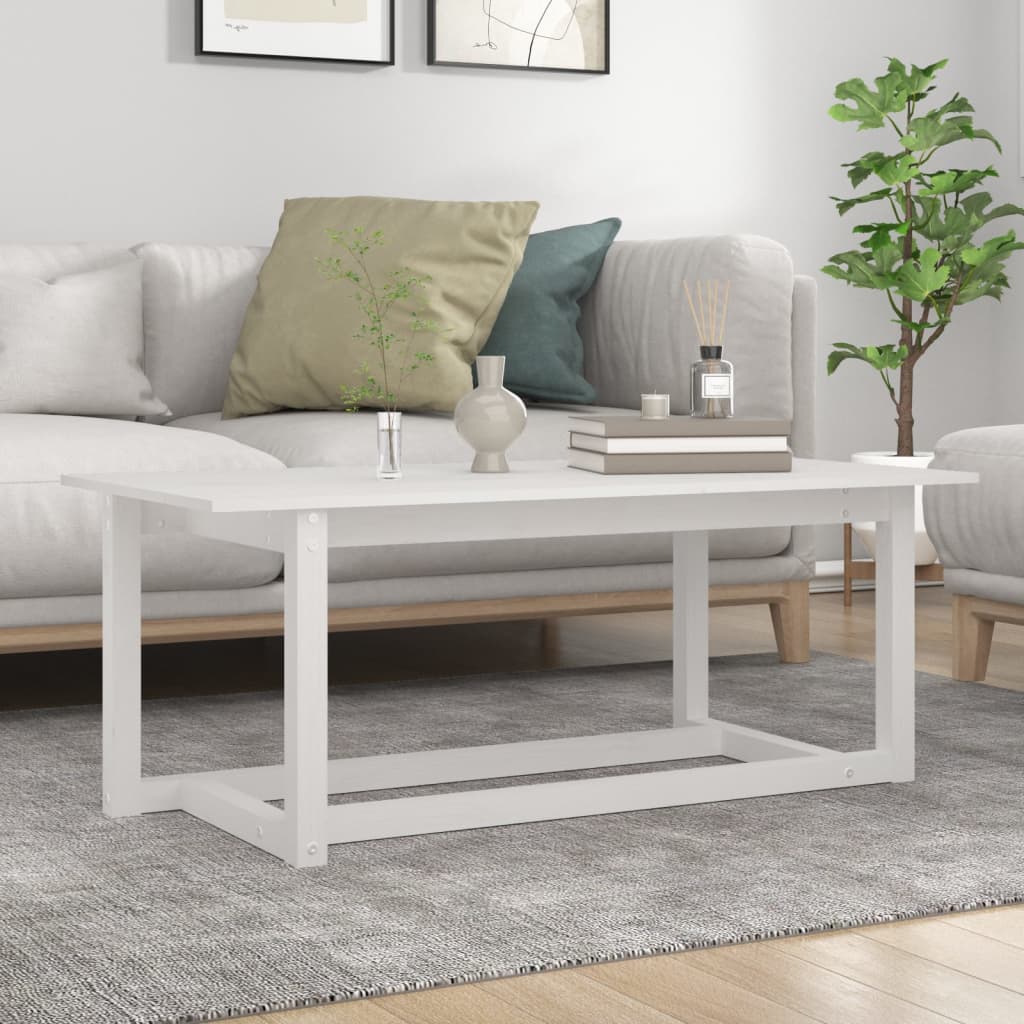 Coffee Table White 110x55x45 cm Solid Wood Pine