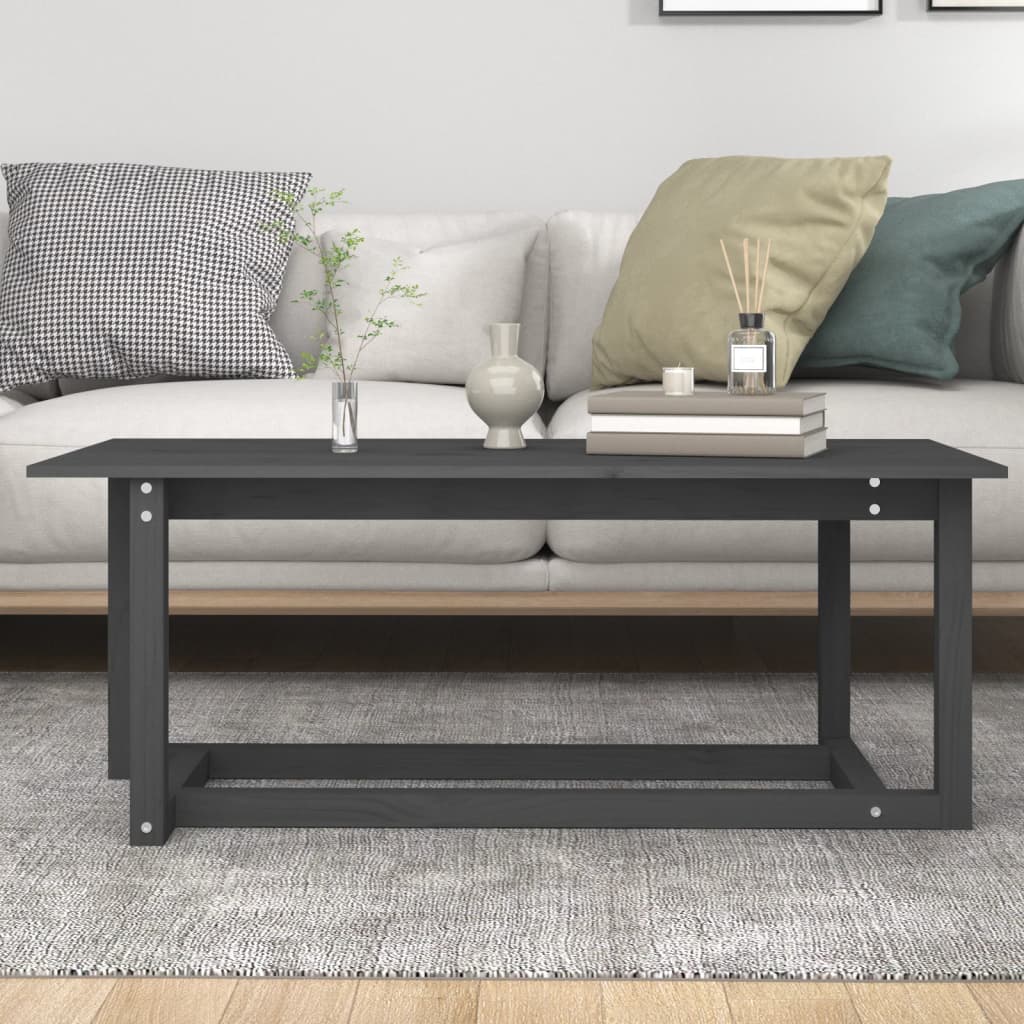 Coffee Table Grey 110x55x45 cm Solid Wood Pine