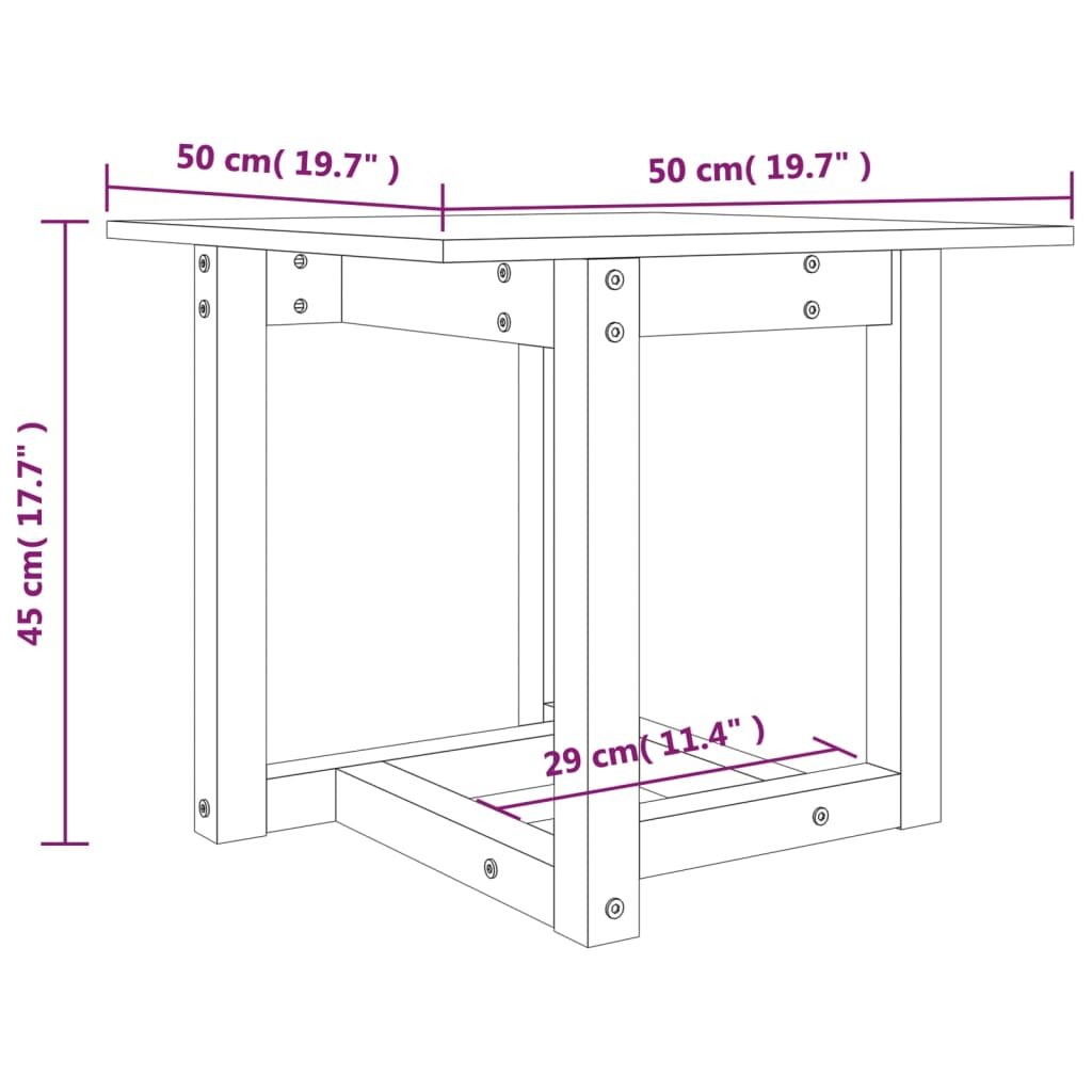 Coffee Table Grey 50x50x45 cm Solid Wood Pine