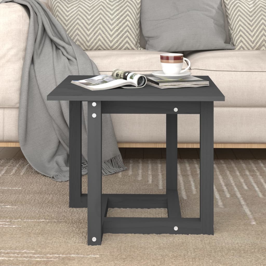 Coffee Table Grey 50x50x45 cm Solid Wood Pine