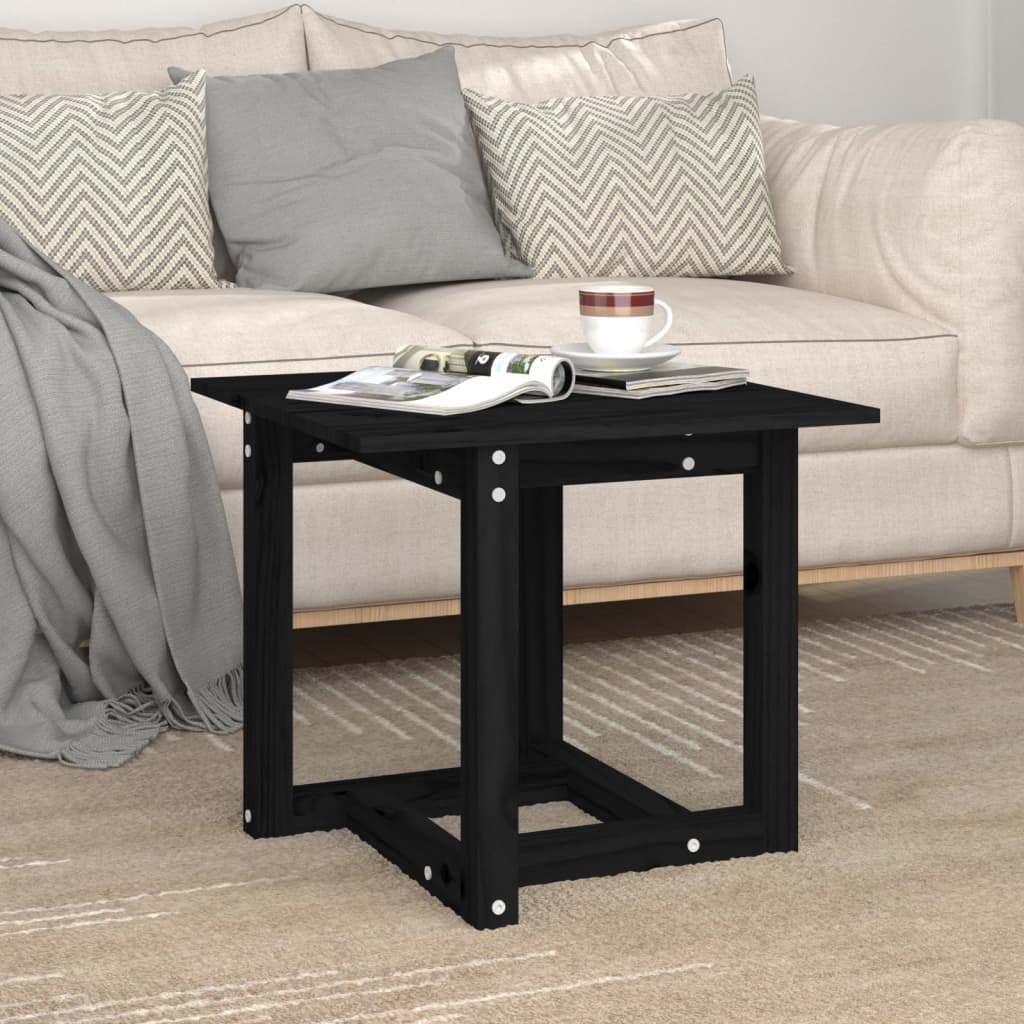 Coffee Table Black 50x50x45 cm Solid Wood Pine