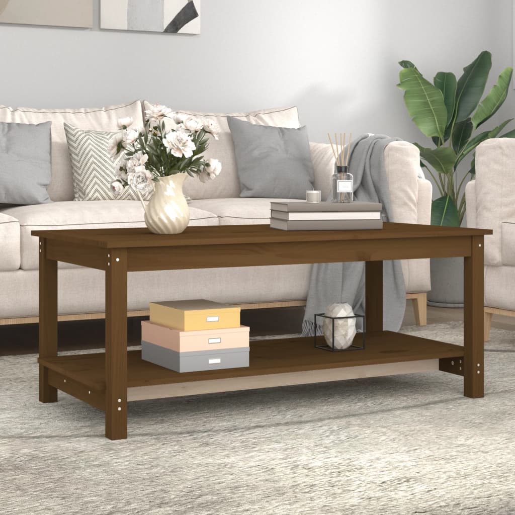 Coffee Table Honey Brown 110x55x45 cm Solid Wood Pine