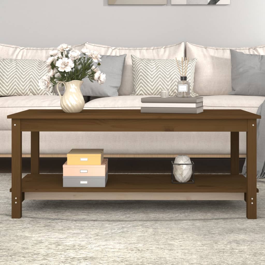 Coffee Table Honey Brown 110x55x45 cm Solid Wood Pine