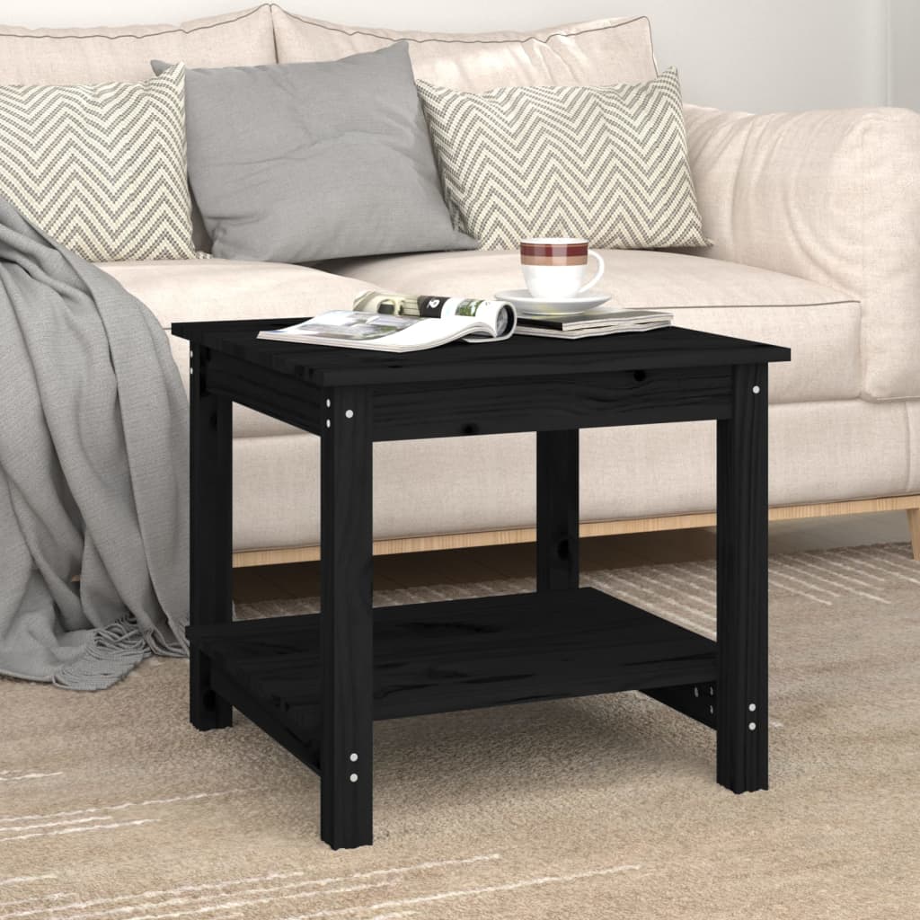 Coffee Table Black 50x50x45 cm Solid Wood Pine