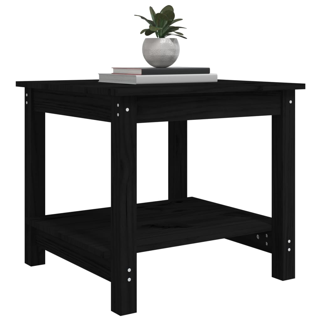 Coffee Table Black 50x50x45 cm Solid Wood Pine