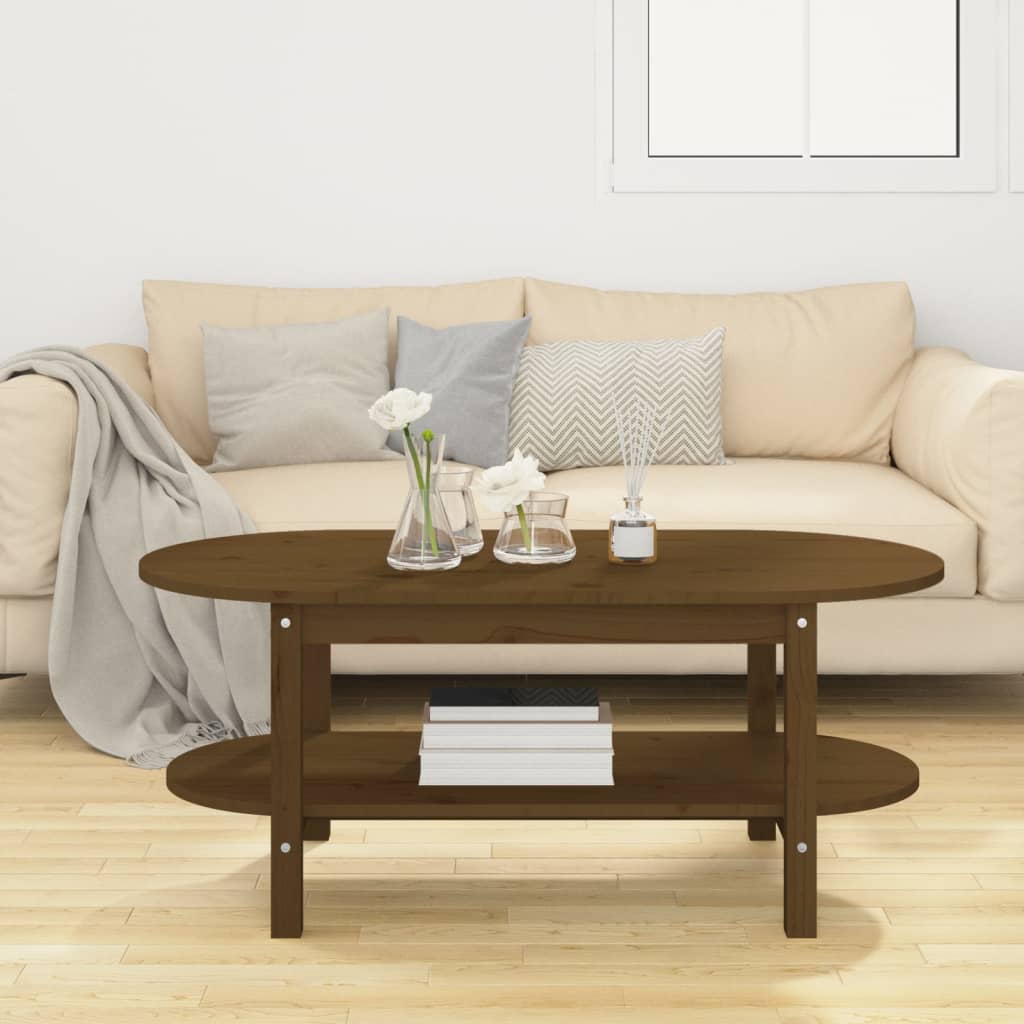 Coffee Table Honey Brown 110x55x45 cm Solid Wood Pine