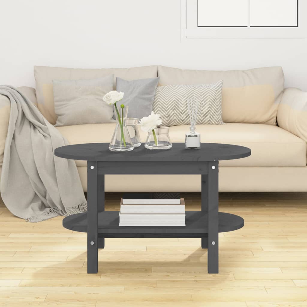 Coffee Table Grey 80x45x45 cm Solid Wood Pine