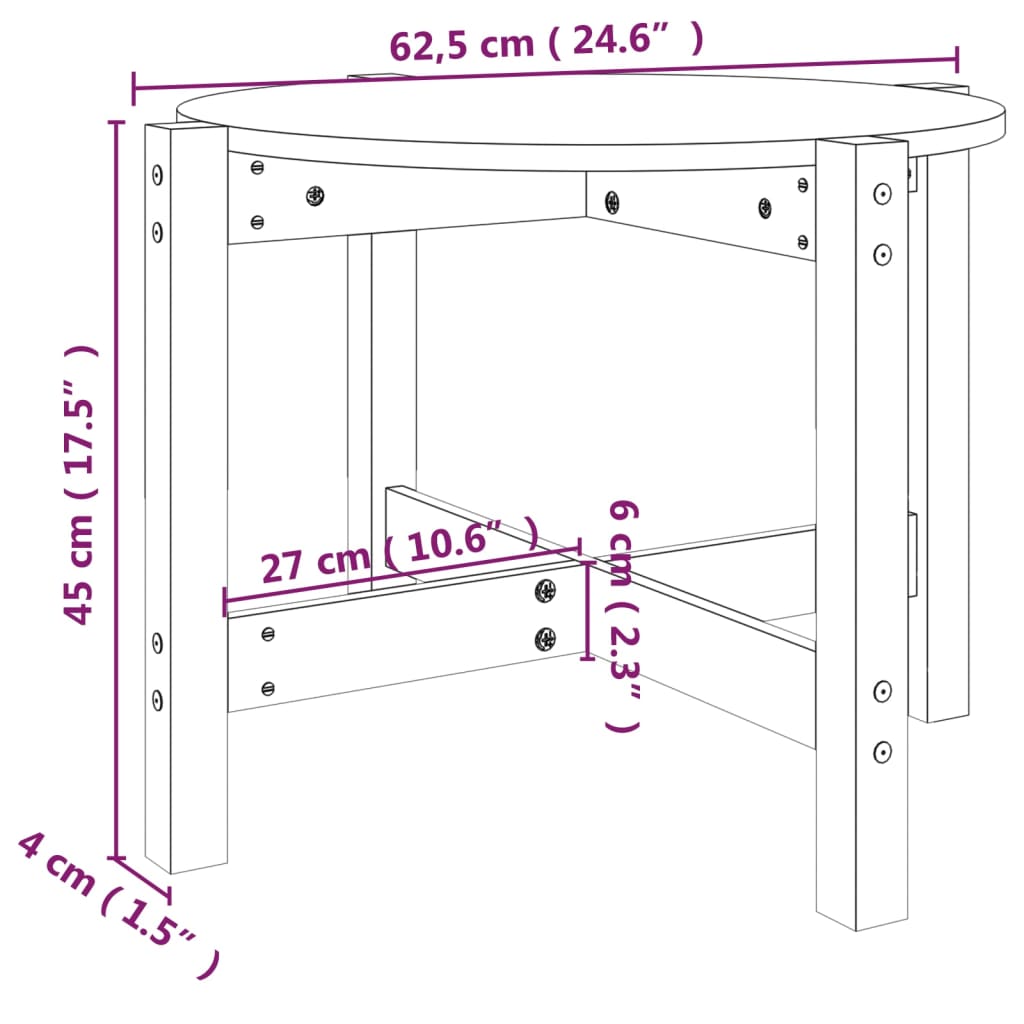 Coffee Table Ø 62.5x45 cm Solid Wood Pine