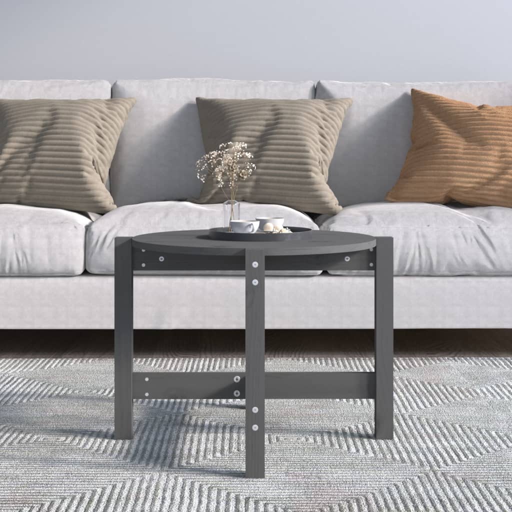 Coffee Table Grey Ø 62.5x45 cm Solid Wood Pine