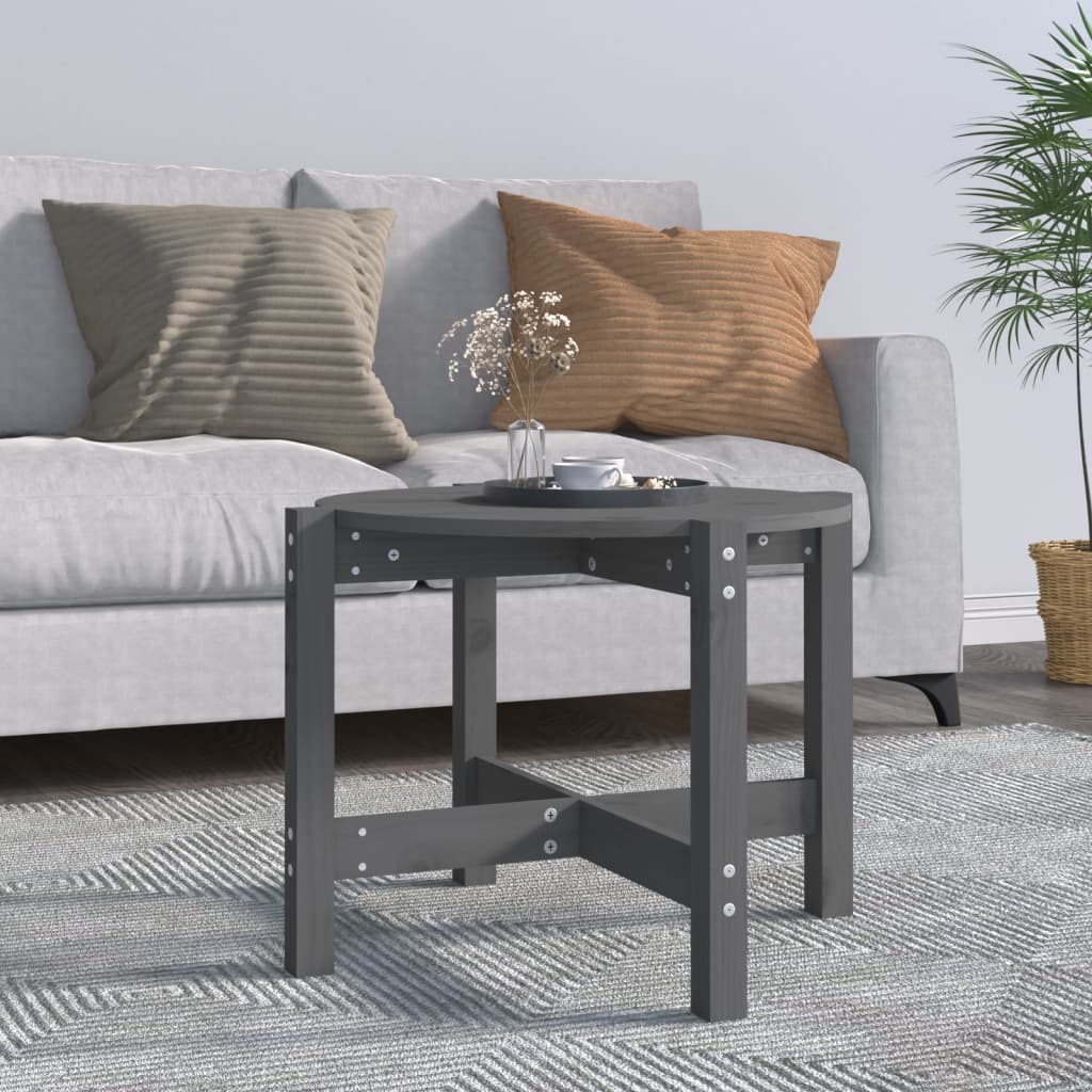 Coffee Table Grey Ø 62.5x45 cm Solid Wood Pine