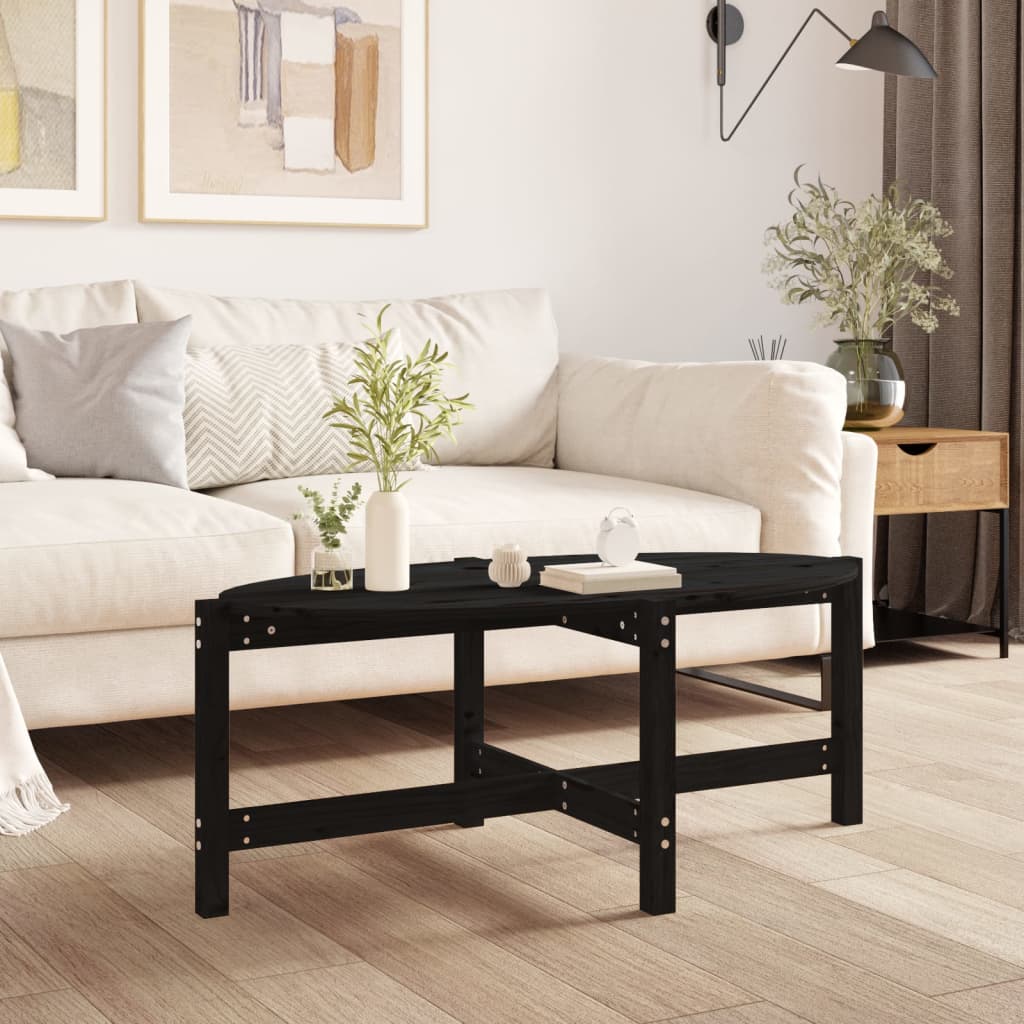 Coffee Table Black 118x63x45 cm Solid Wood Pine