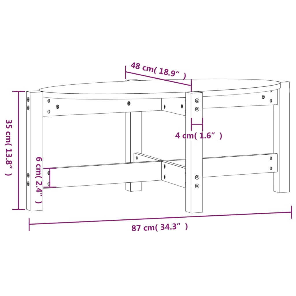 Coffee Table Black 87x48x35 cm Solid Wood Pine