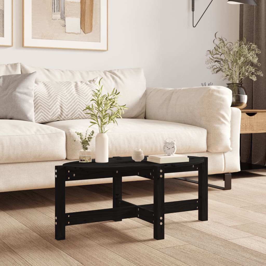 Coffee Table Black 87x48x35 cm Solid Wood Pine