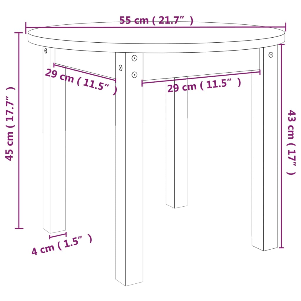 Coffee Table Grey Ø 55x45 cm Solid Wood Pine