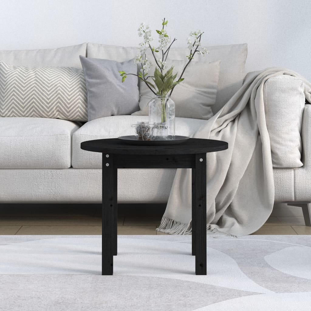 Coffee Table Black Ø 55x45 cm Solid Wood Pine