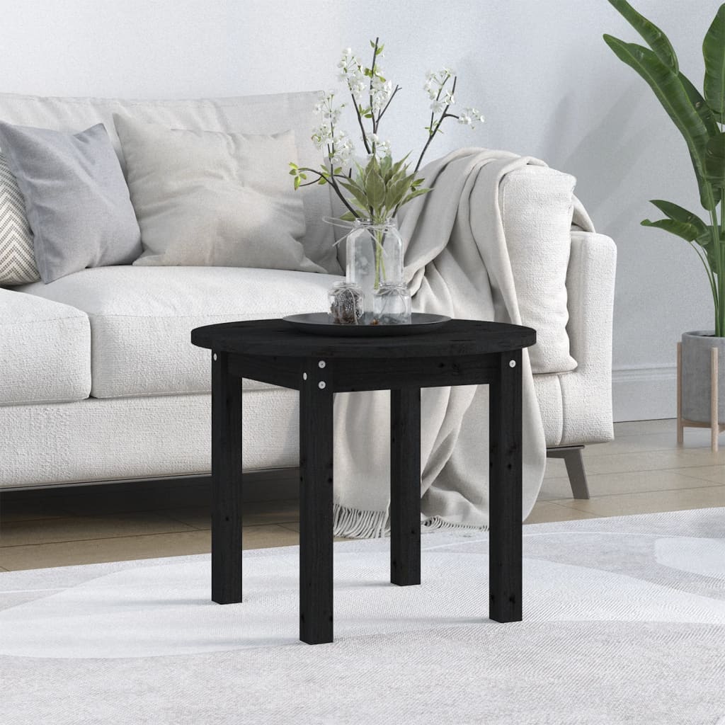 Coffee Table Black Ø 55x45 cm Solid Wood Pine