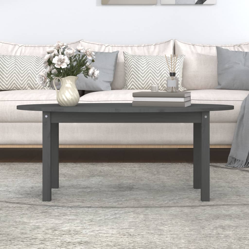 Coffee Table Grey 110x55x45 cm Solid Wood Pine