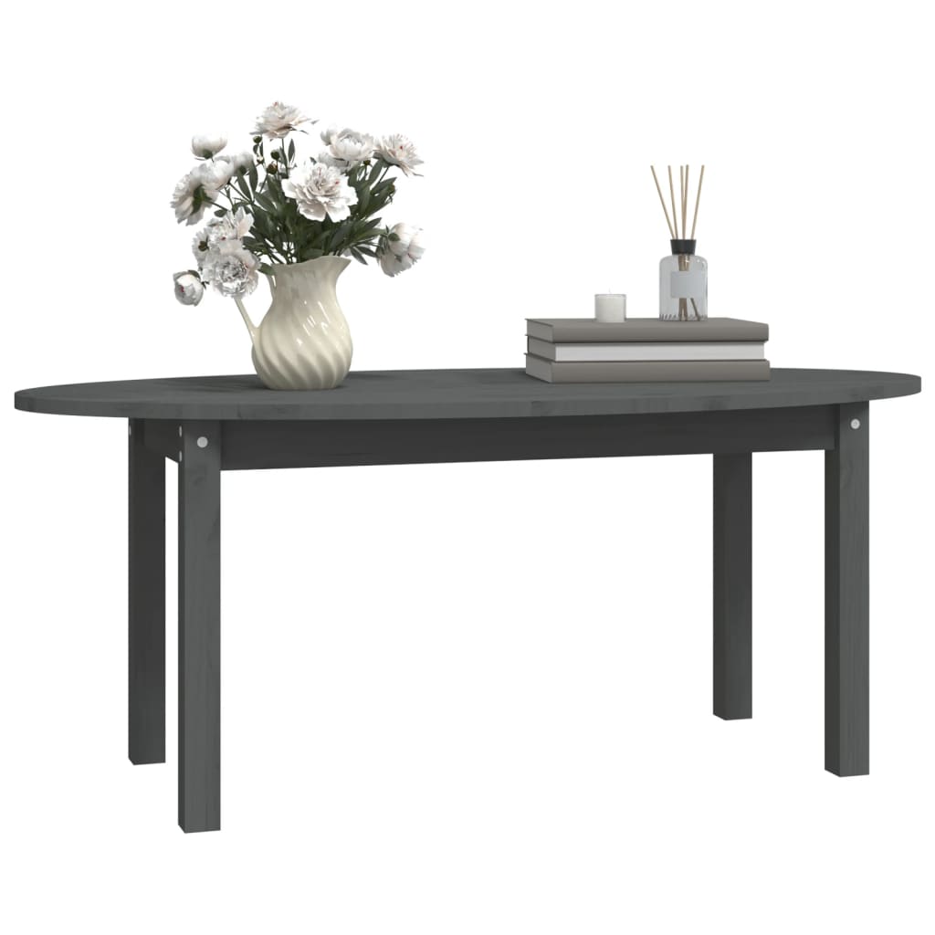 Coffee Table Grey 110x55x45 cm Solid Wood Pine