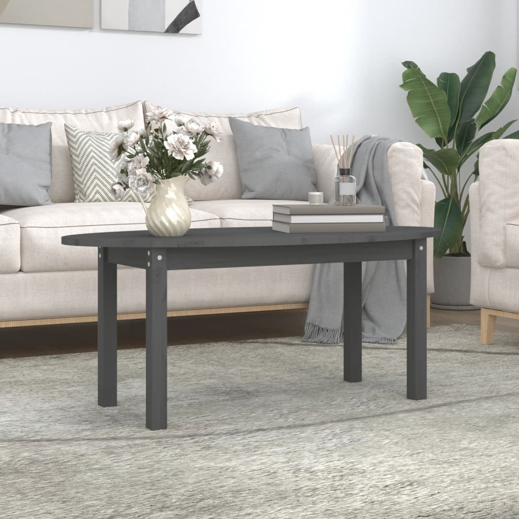 Coffee Table Grey 110x55x45 cm Solid Wood Pine