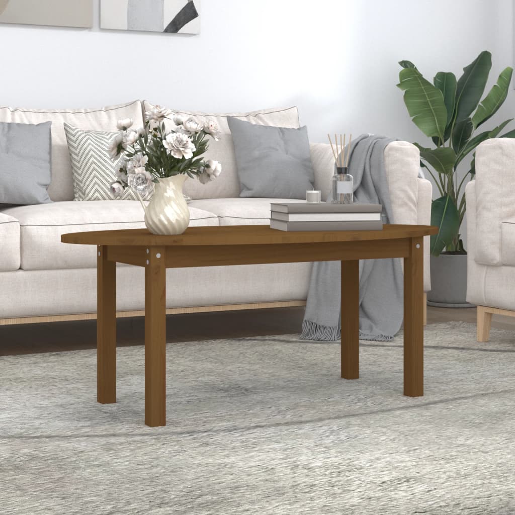 Coffee Table Honey Brown 110x55x45 cm Solid Wood Pine