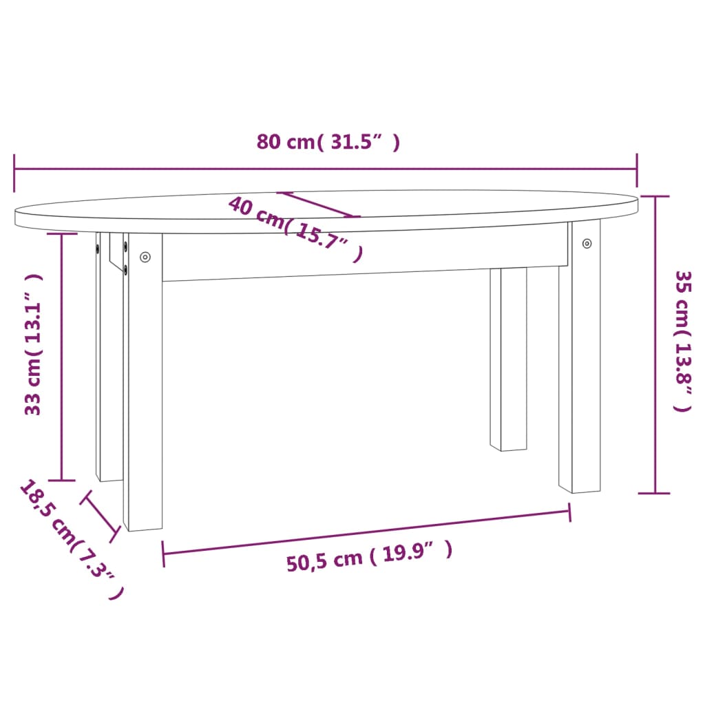 Coffee Table Honey Brown 80x40x35 cm Solid Wood Pine