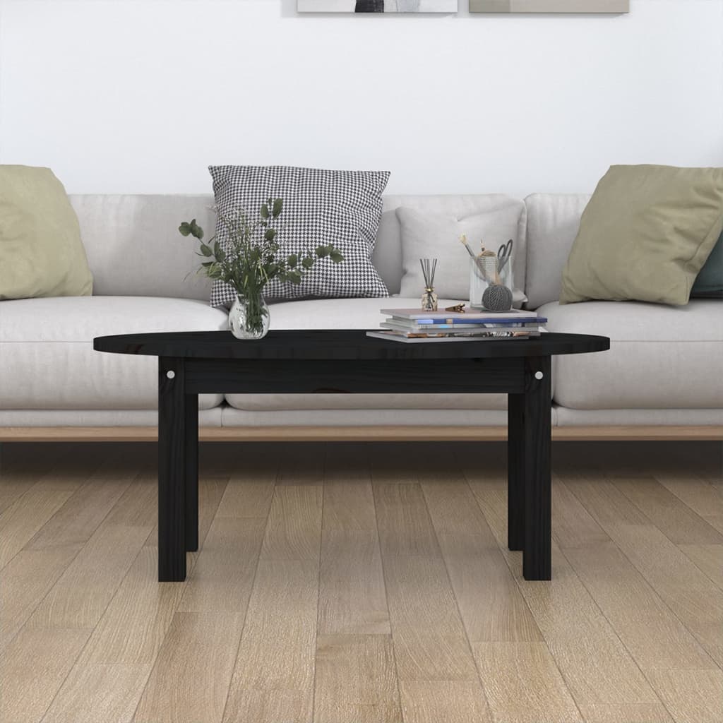 Coffee Table Black 80x40x35 cm Solid Wood Pine