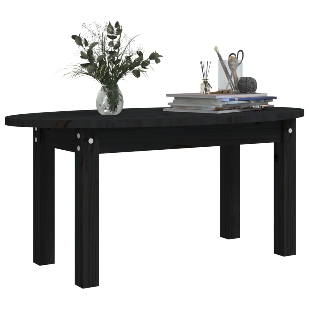 Coffee Table Black 80x40x35 cm Solid Wood Pine